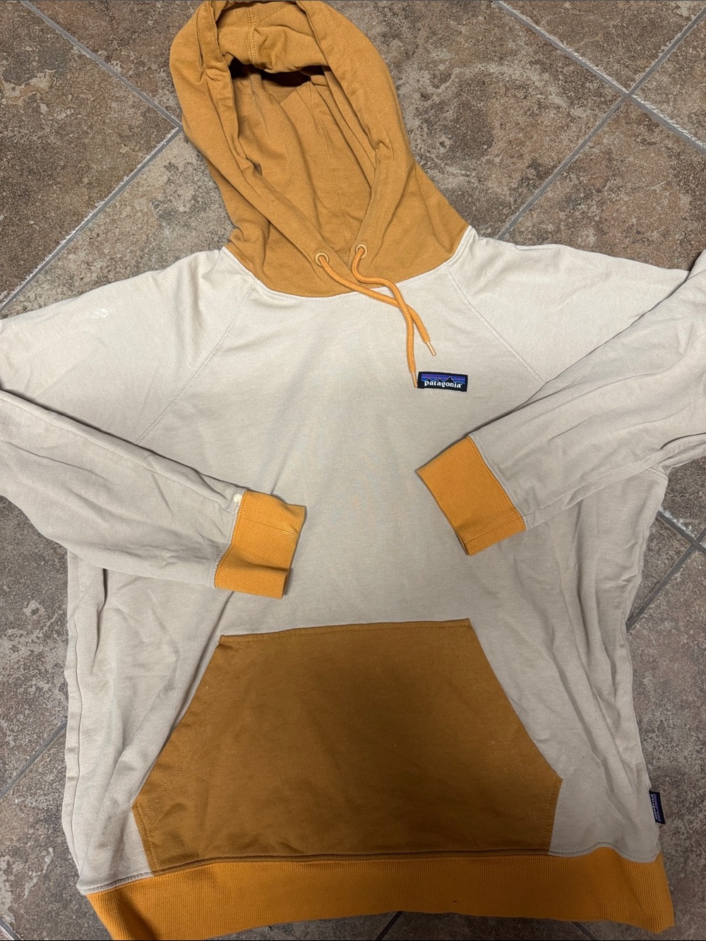 Patagonia Two-Tone Hoodie in Mustard & Cream